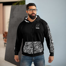 Cargar imagen en el visor de la galería, CYMSTAR Paisley Black Zip Hoodie (B&W)