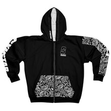Cargar imagen en el visor de la galería, CYMSTAR Paisley Black Zip Hoodie (B&W)