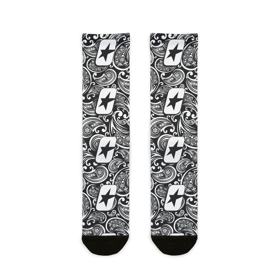 CYMSTAR Paisley Crew Socks (B&W)
